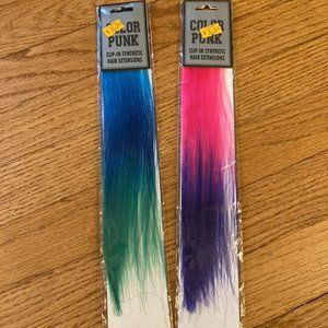 Color Punk Ombre Multicolor Clip In Extensions Set of 2